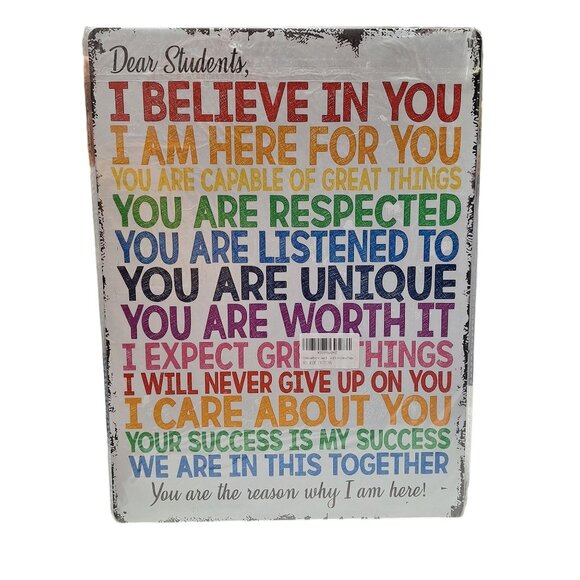 Classroom Metal Sign Poster Plaque 16 x 12 Dear Students Motivation Sign Teacher - Picture 5 of 5